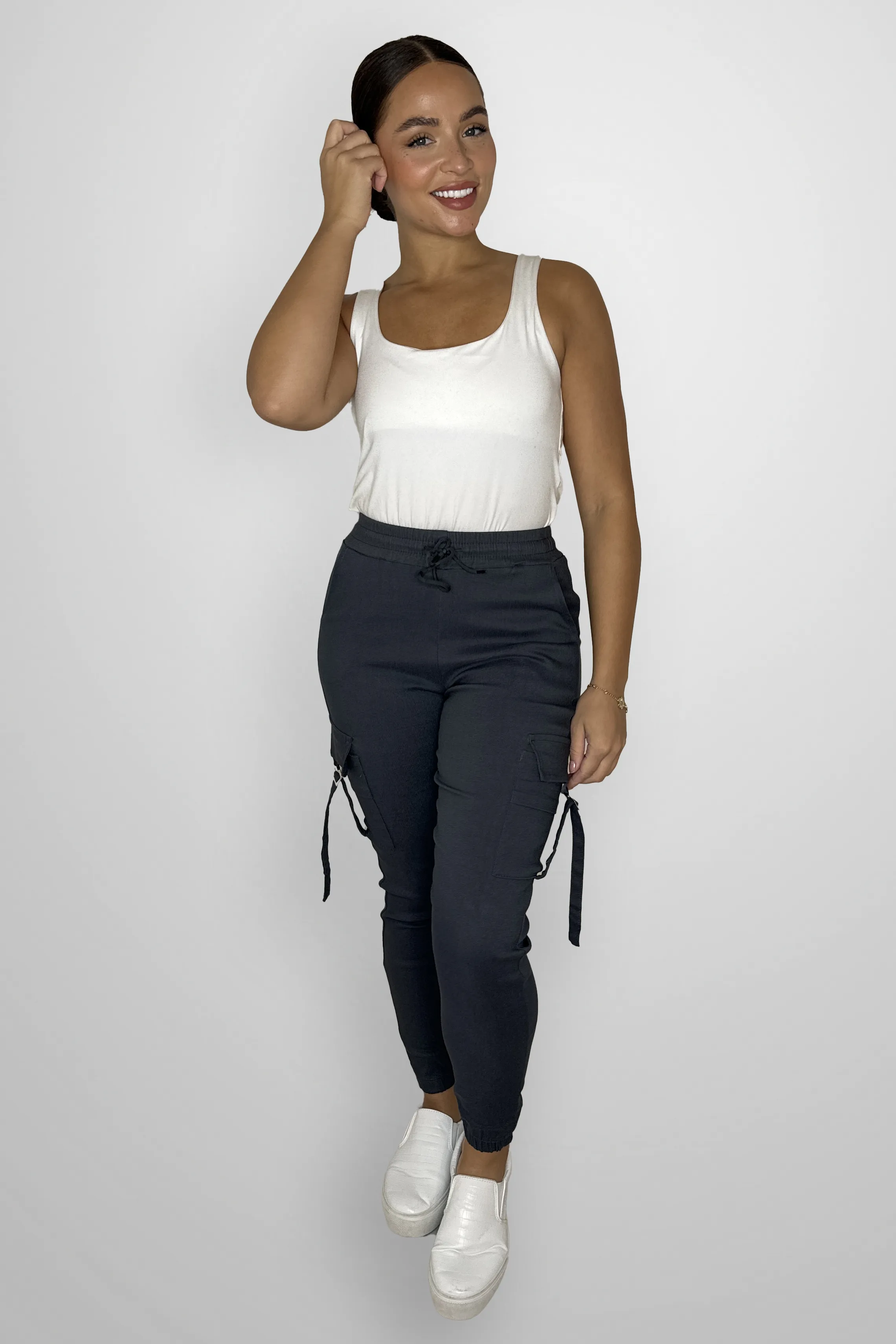 Slim Fit Utility Pocket Stretchy Fitted Cuffed Cargo Joggers