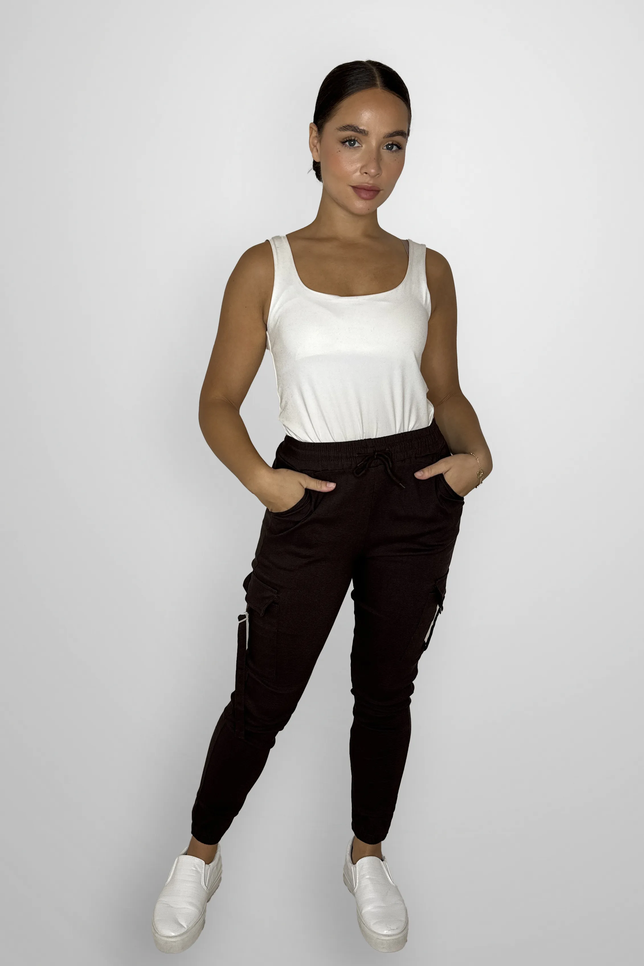 Slim Fit Utility Pocket Stretchy Fitted Cuffed Cargo Joggers