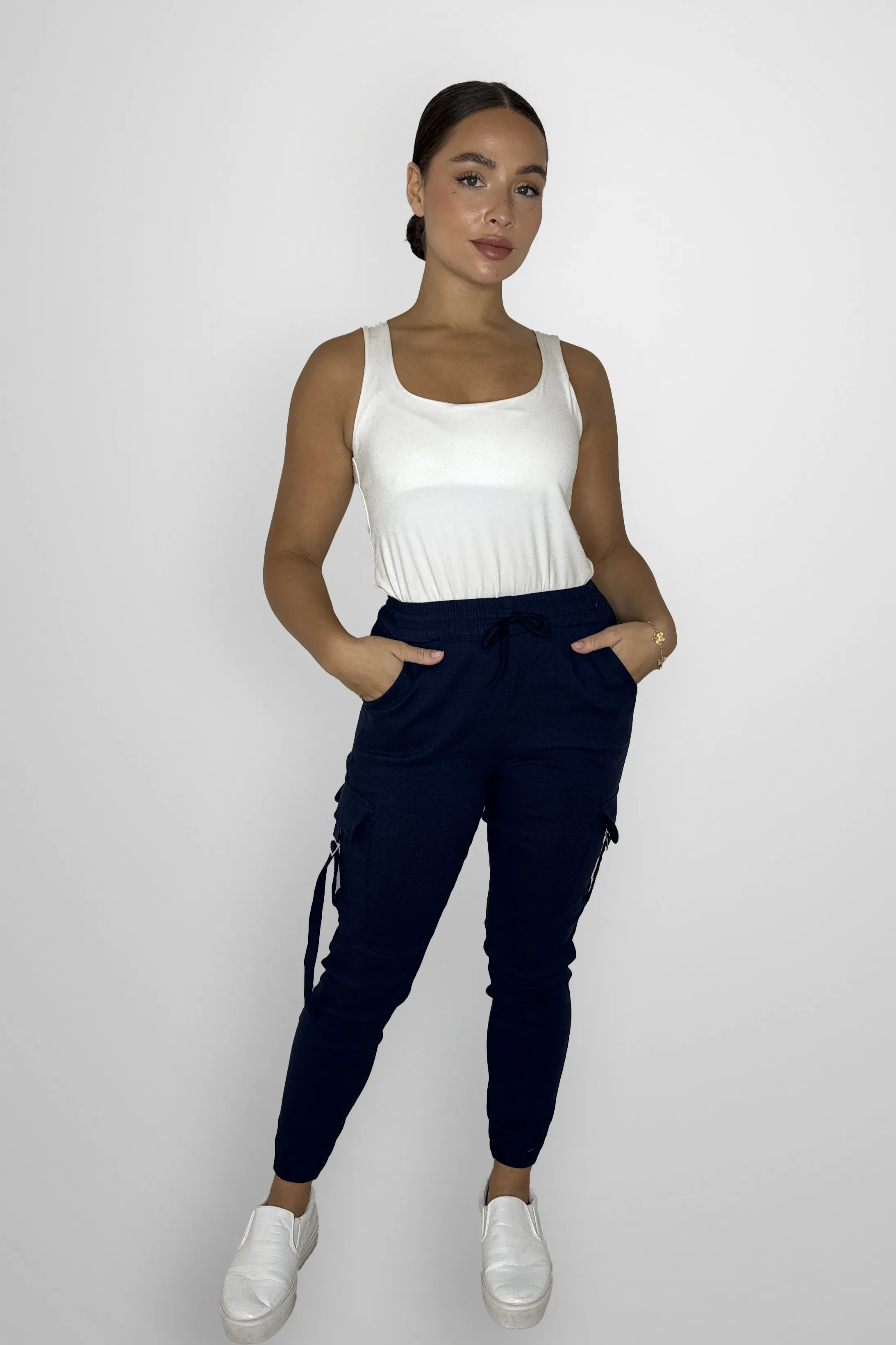 Slim Fit Utility Pocket Stretchy Fitted Cuffed Cargo Joggers