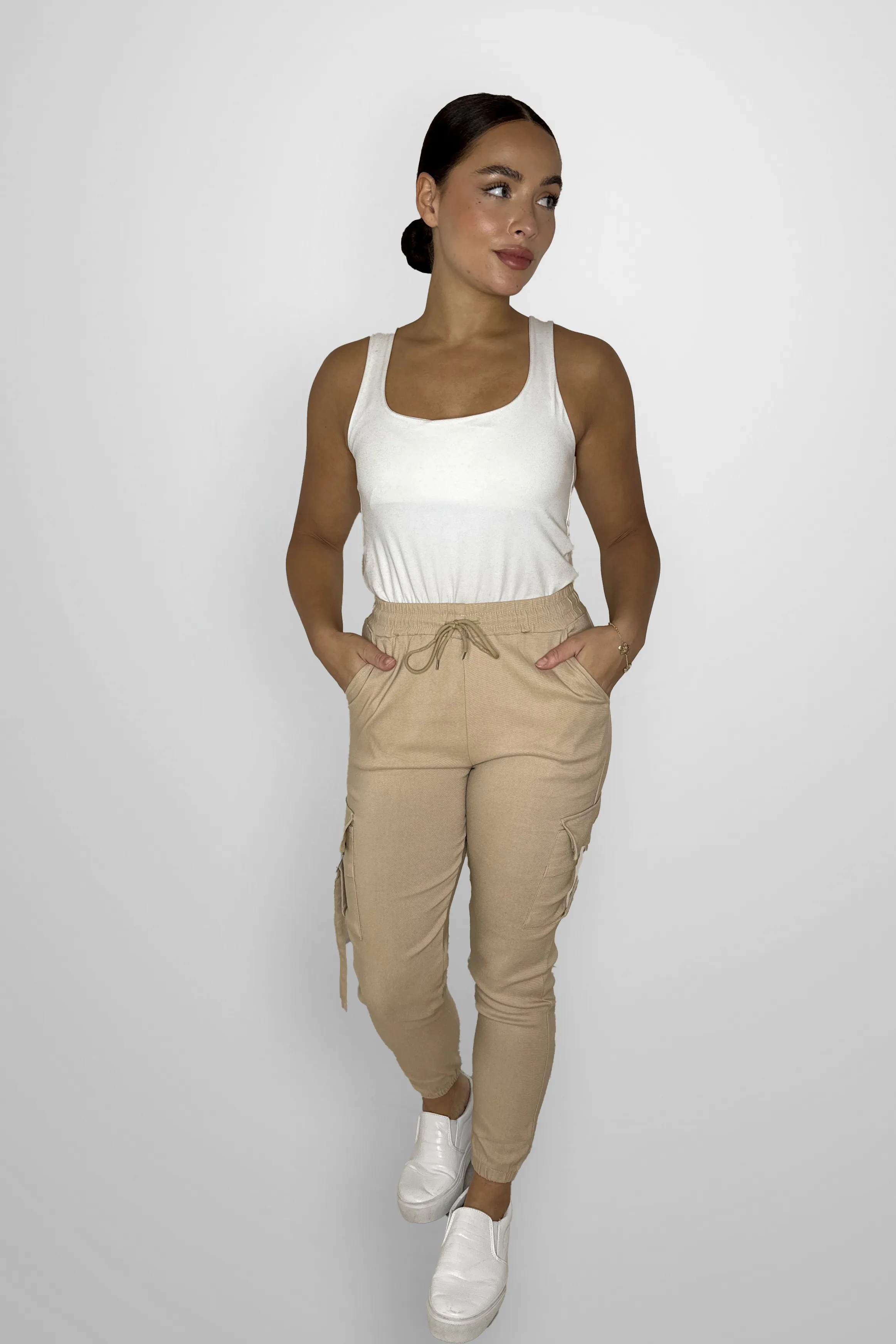 Slim Fit Utility Pocket Stretchy Fitted Cuffed Cargo Joggers