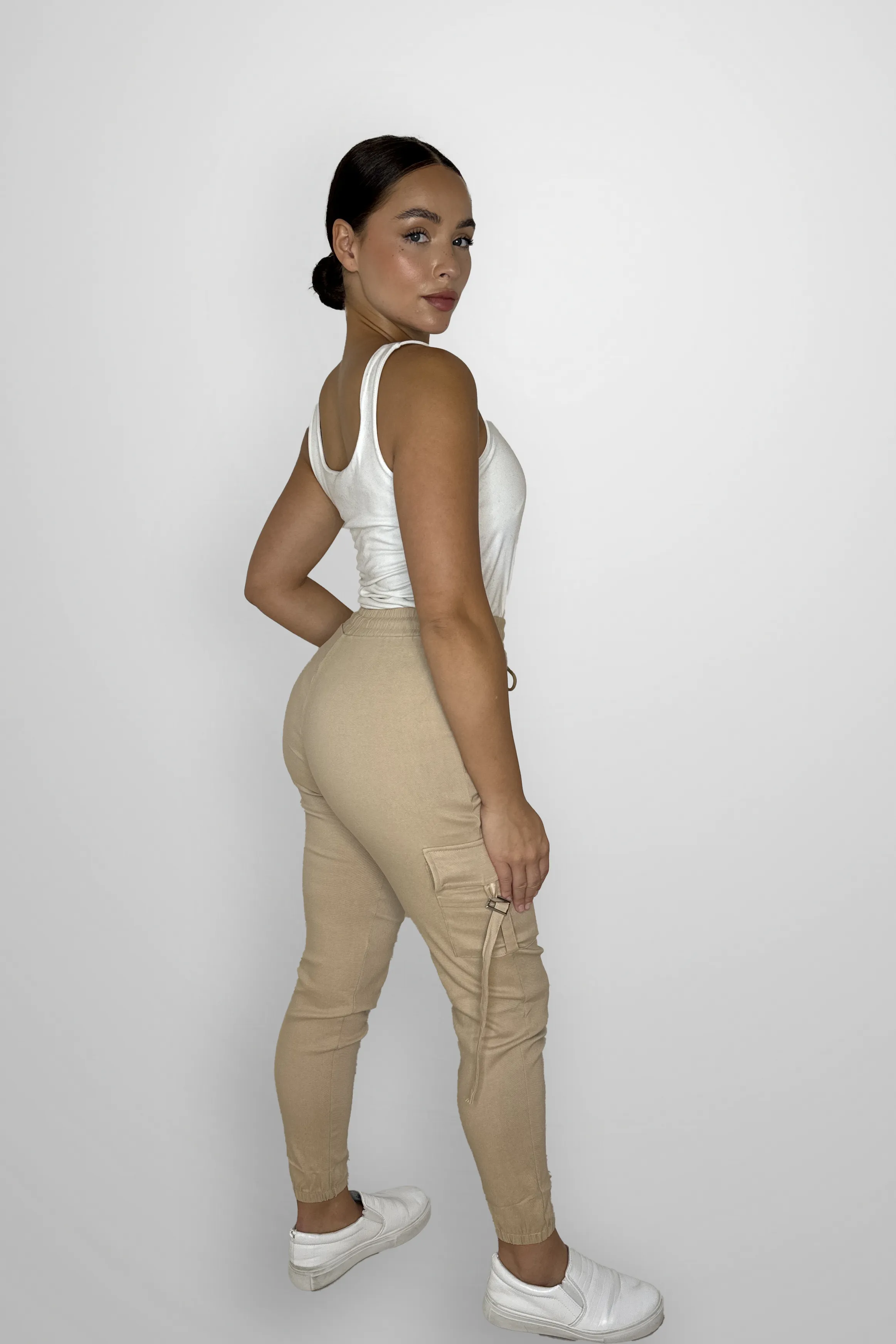 Slim Fit Utility Pocket Stretchy Fitted Cuffed Cargo Joggers