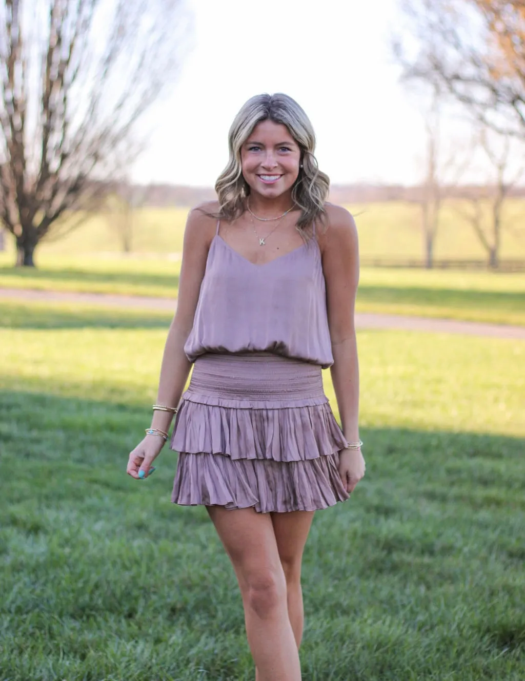 So Much Cuteness Silky Tank/Skirt Set