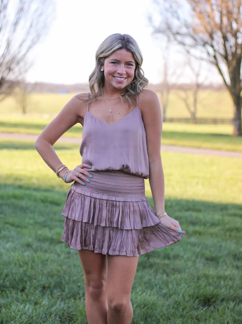 So Much Cuteness Silky Tank/Skirt Set