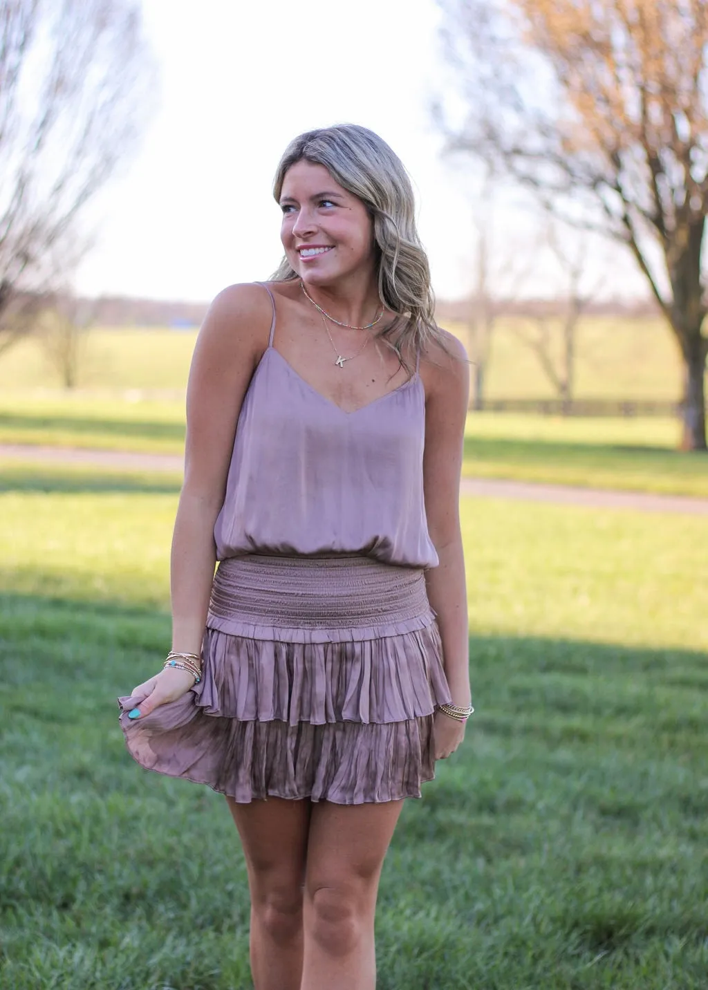 So Much Cuteness Silky Tank/Skirt Set