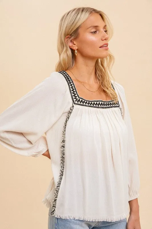 Stitch Square Neck Blouse