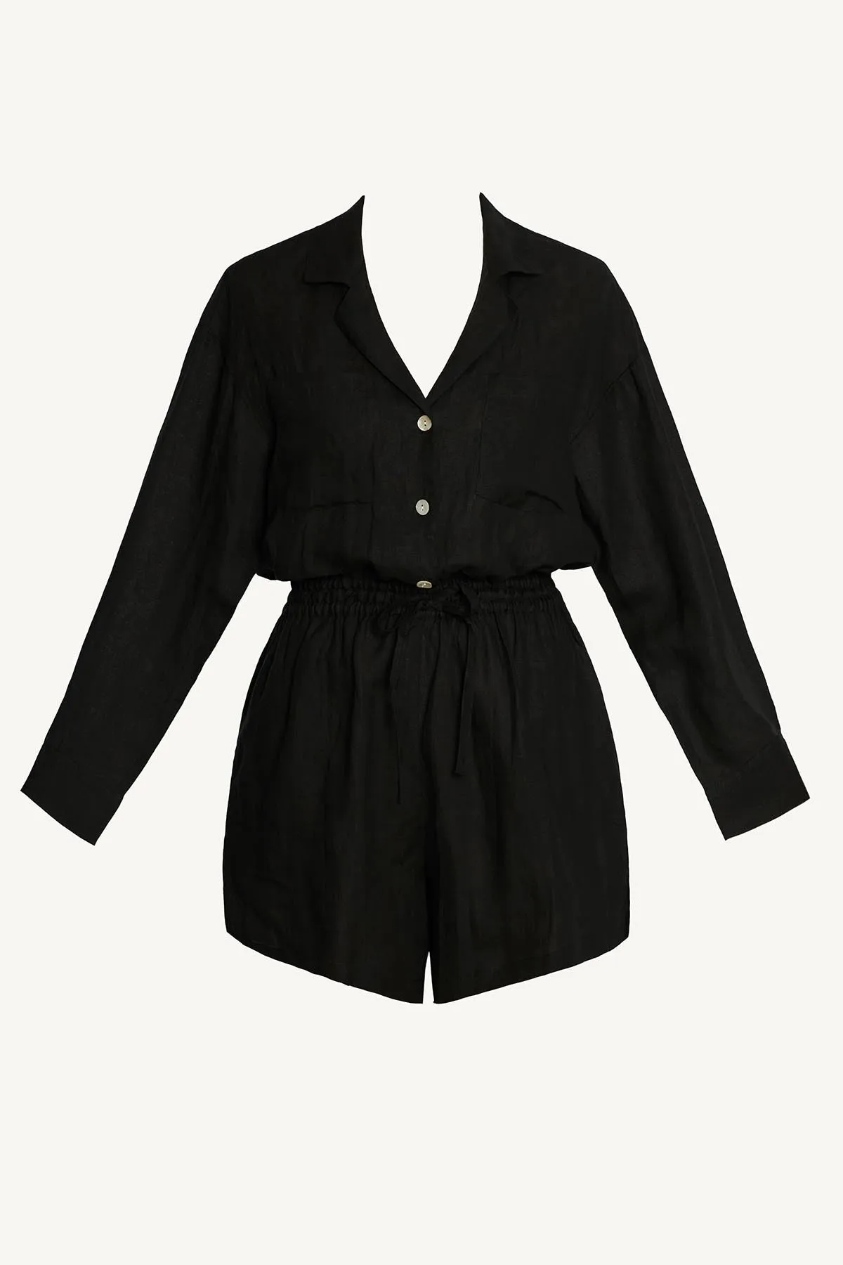 The Getaway Romper - Black EcoLinen