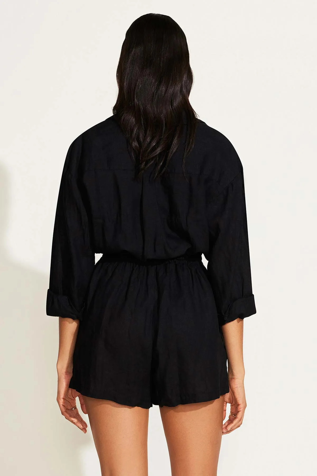 The Getaway Romper - Black EcoLinen