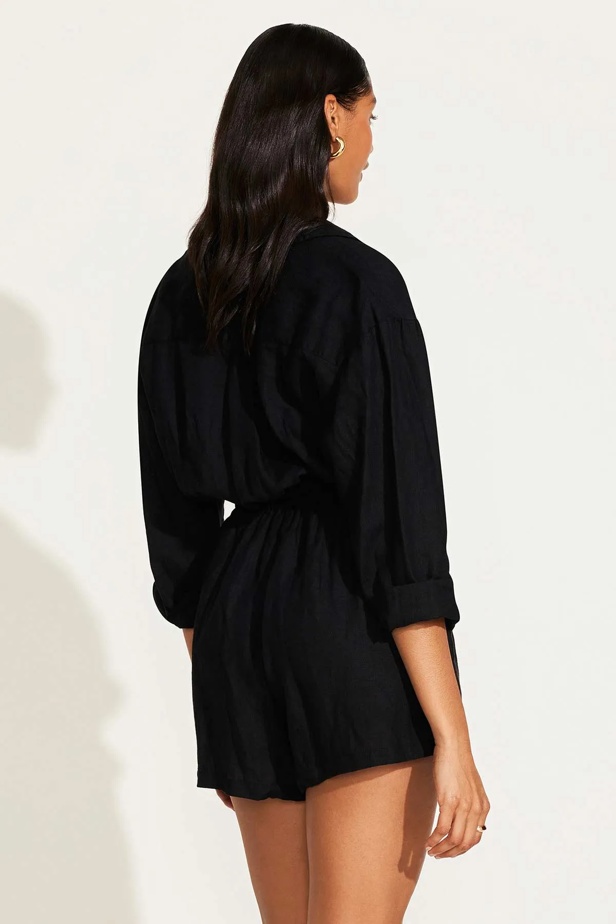 The Getaway Romper - Black EcoLinen