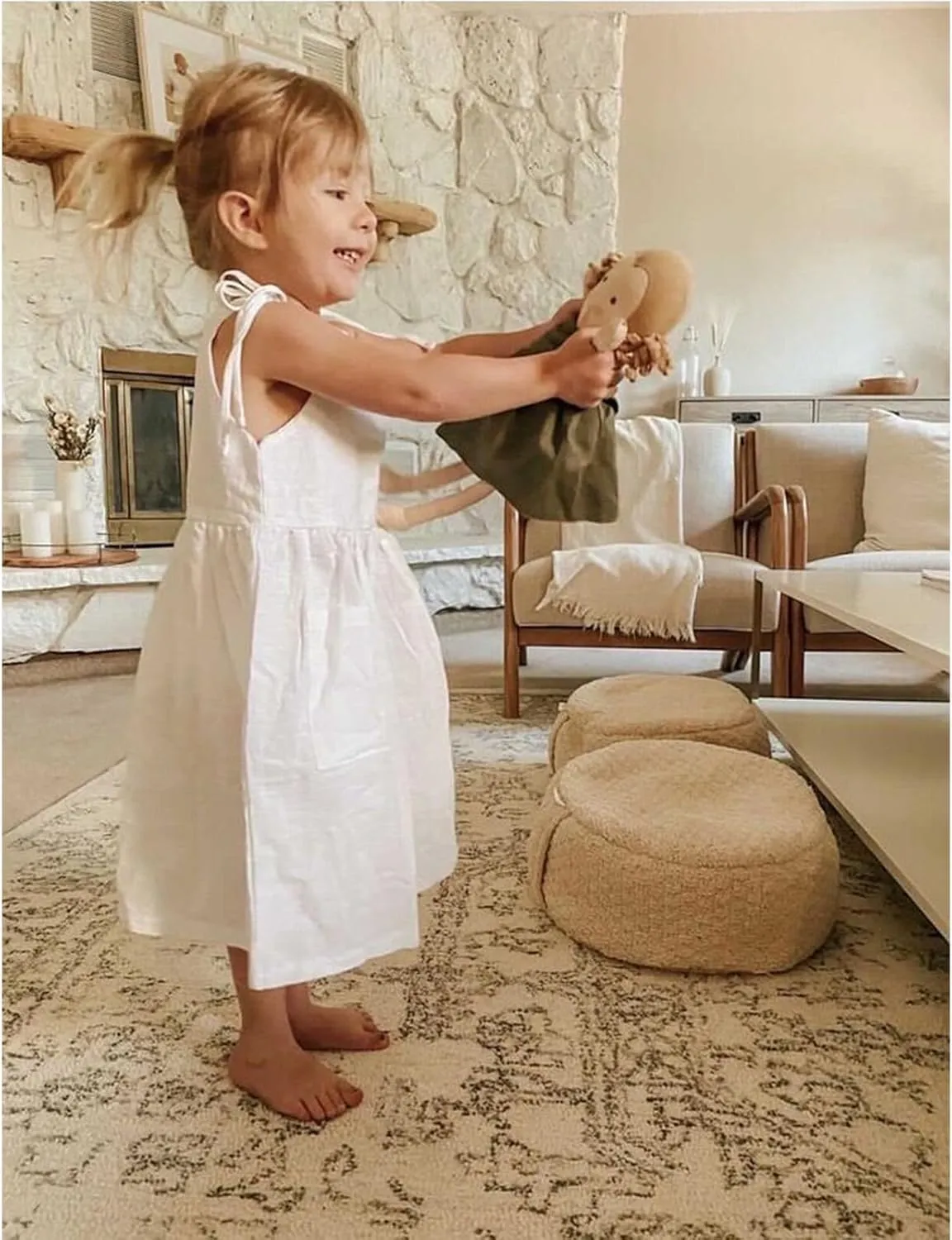 Toddler Baby Girls Summer Cotton Linen White Dress Bow Straps Sleeveless with Pockets Party Beach Casual Sundress