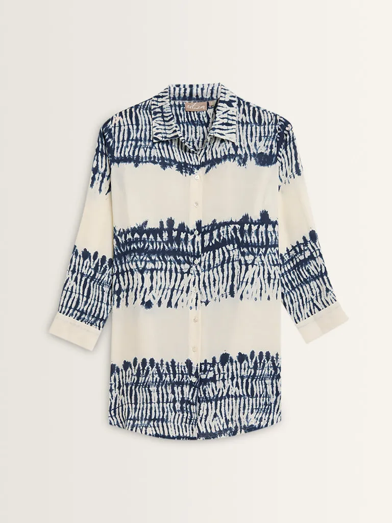 Utsa Indigo Tie-Dye Printed Straight Tunic
