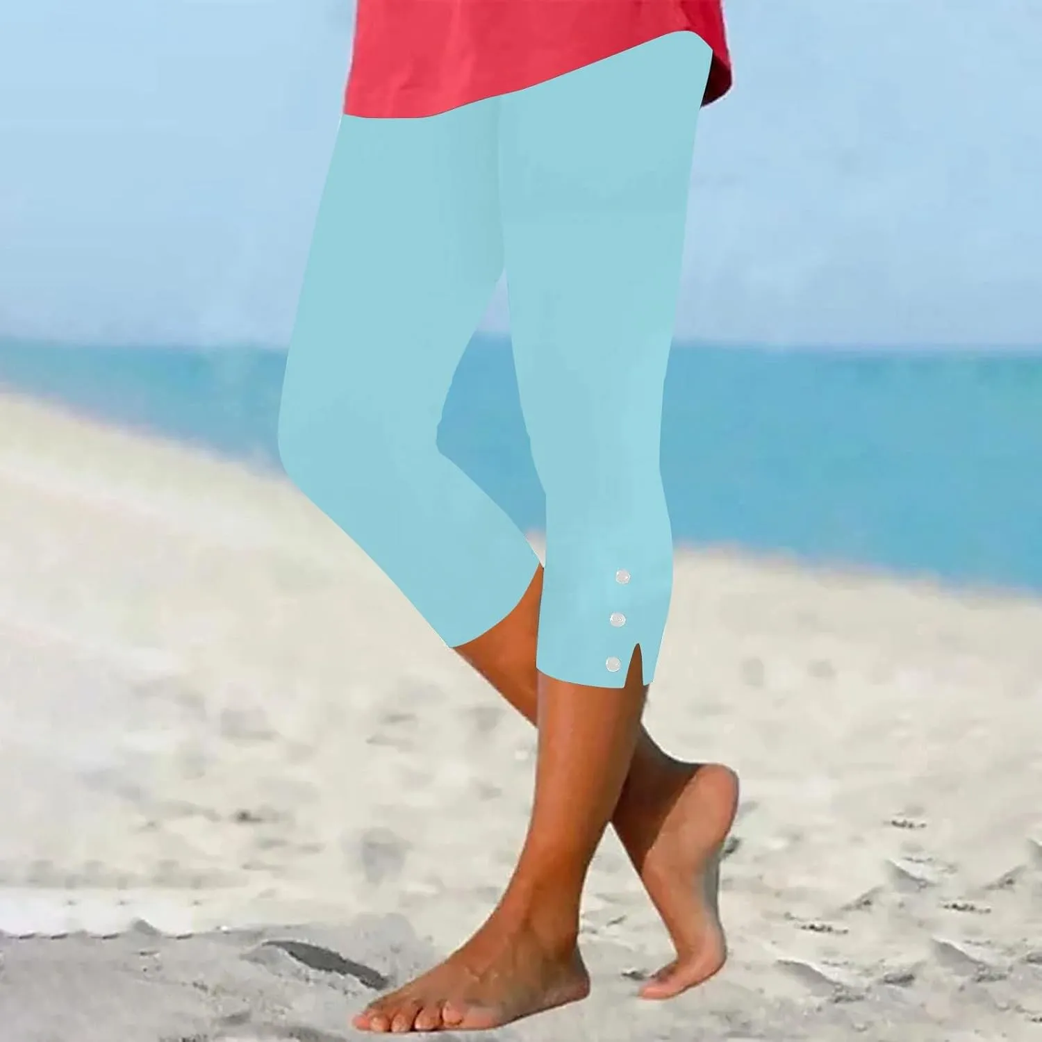 Womens Capris for Summer Dressy Cropped High Waist Yoga Pants Casual Stretchy Leggings Workout Compression Pants