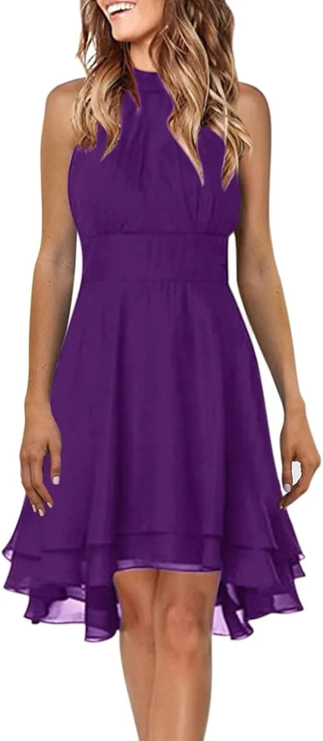 Women's Cocktail Dresses Sexy Elegant Trendy Solid Color Cold Shoulder Prom Party Midi Dress, S-5XL