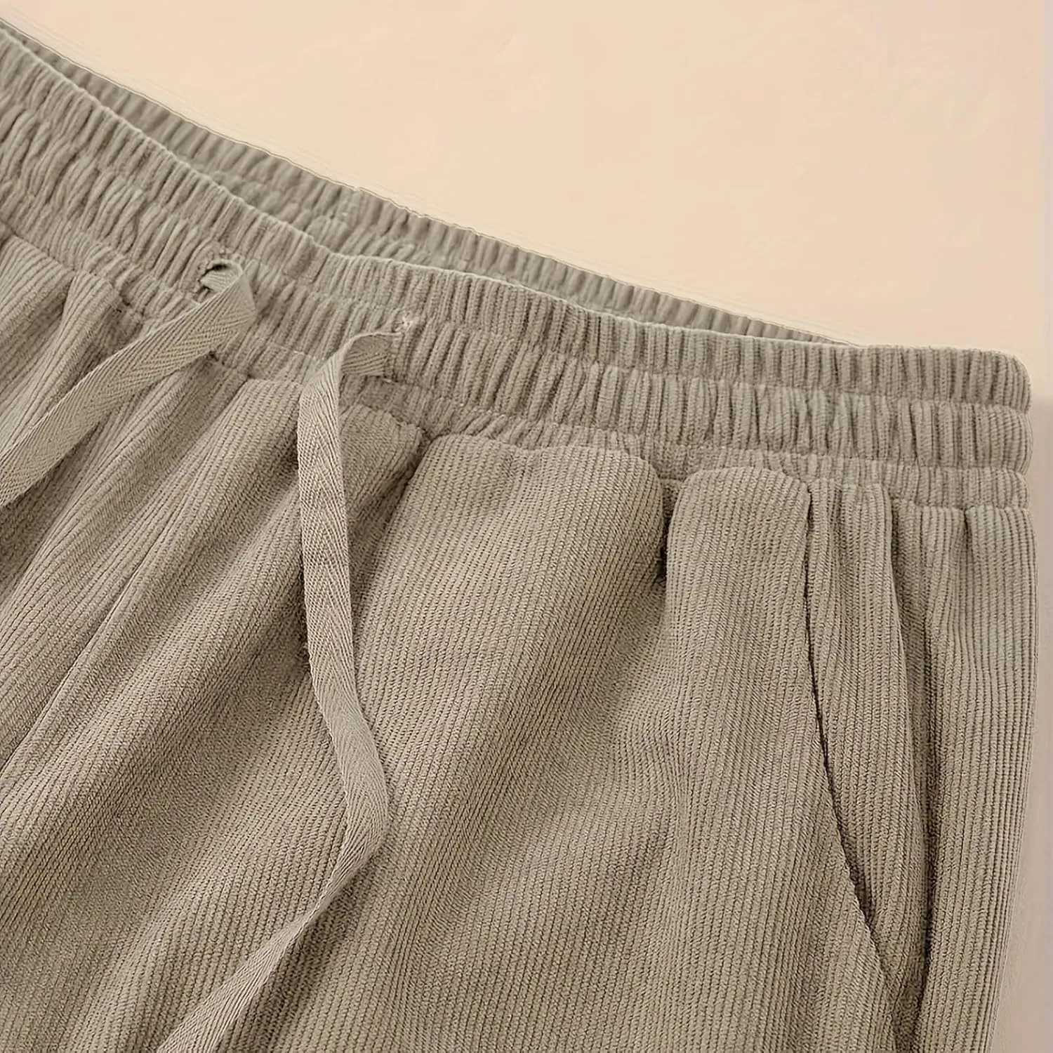 Womens Cotton Linen Straight Leg Pants High Waisted Drawstring Stretchy Business Work Casual Trousers with Pockets