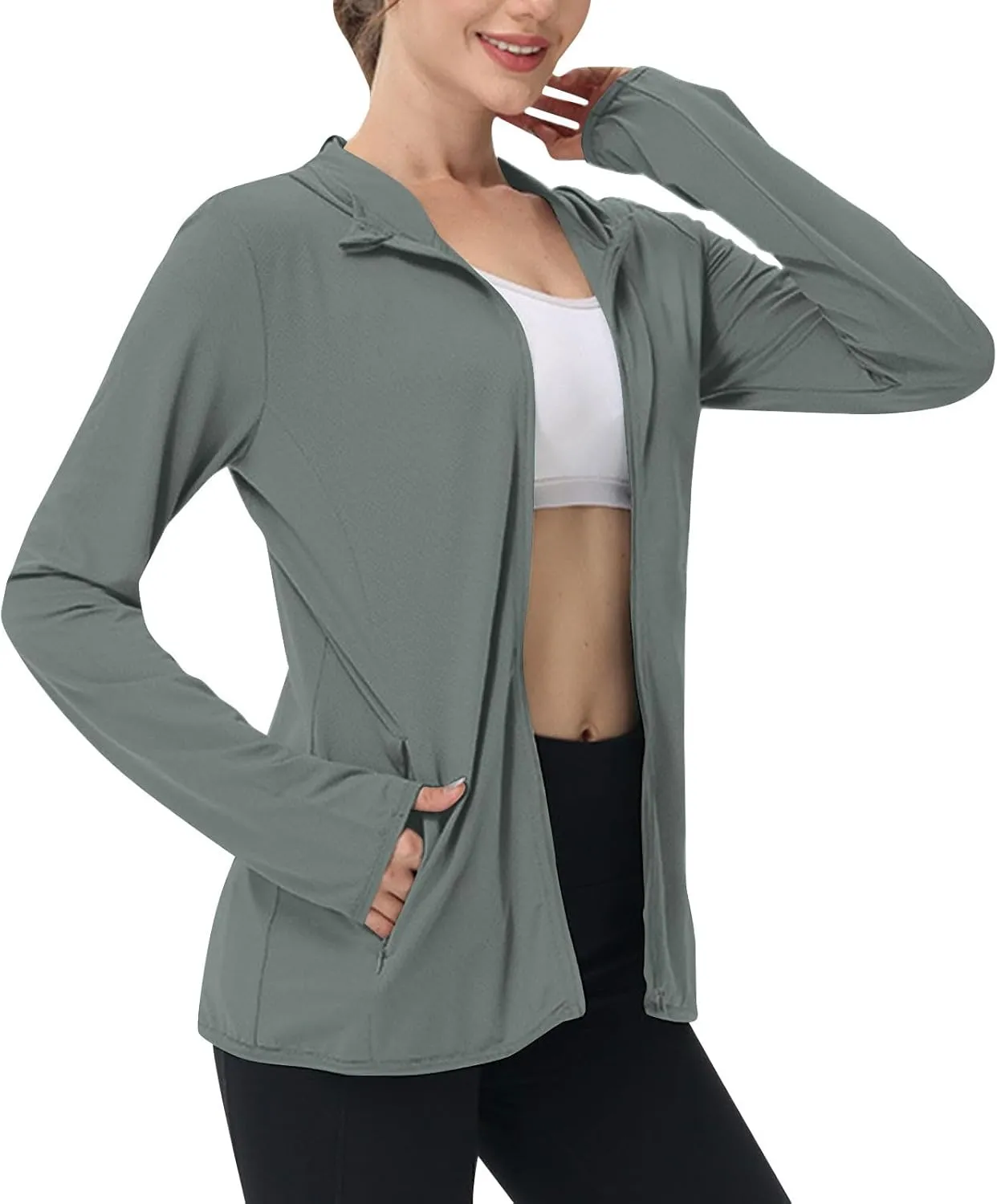 Women's UPF 50  Hooded Sun Shirt Lightweight Long Sleeve Sunscreen Hooded Jacket Summer Ultra Soft Full Zip Up Hoodie