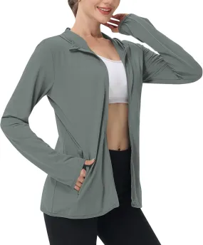 Women's UPF 50  Hooded Sun Shirt Lightweight Long Sleeve Sunscreen Hooded Jacket Summer Ultra Soft Full Zip Up Hoodie