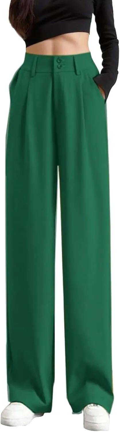 Women's Wide Leg Pants High Waisted Business Work Summer Dressy Casual Loose Trousers Straight Leg Trendy Suit Pants