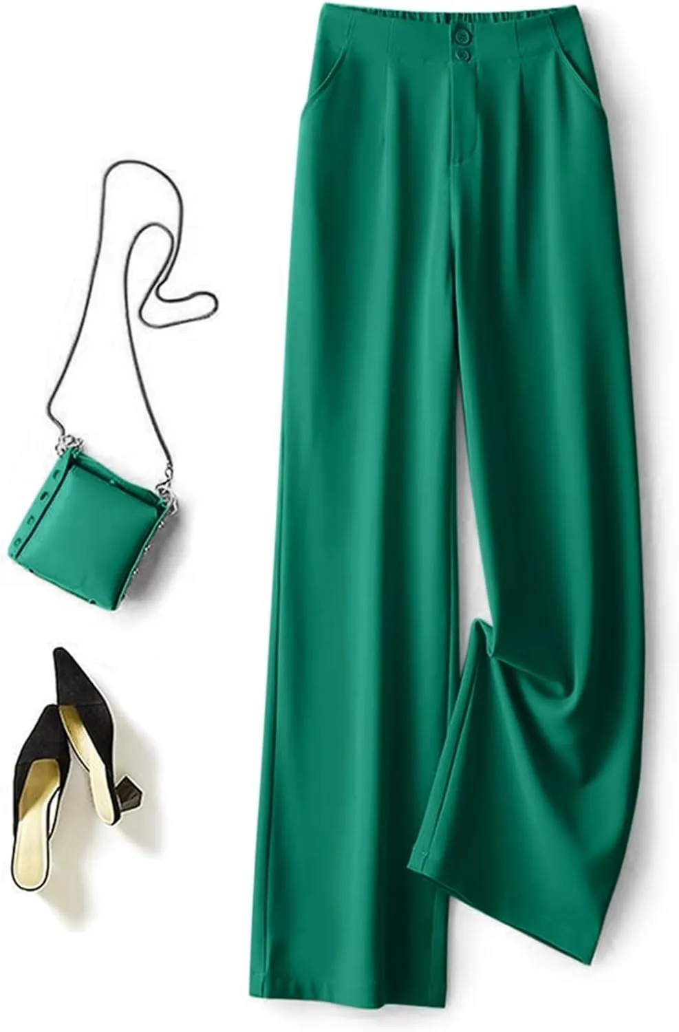 Women's Wide Leg Pants High Waisted Business Work Summer Dressy Casual Loose Trousers Straight Leg Trendy Suit Pants